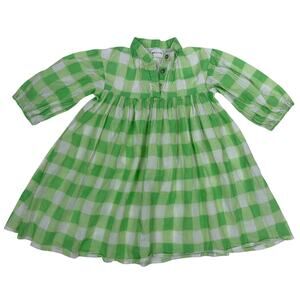 Morley Piper Vichy Dress in Green Plaid Girls Size 6